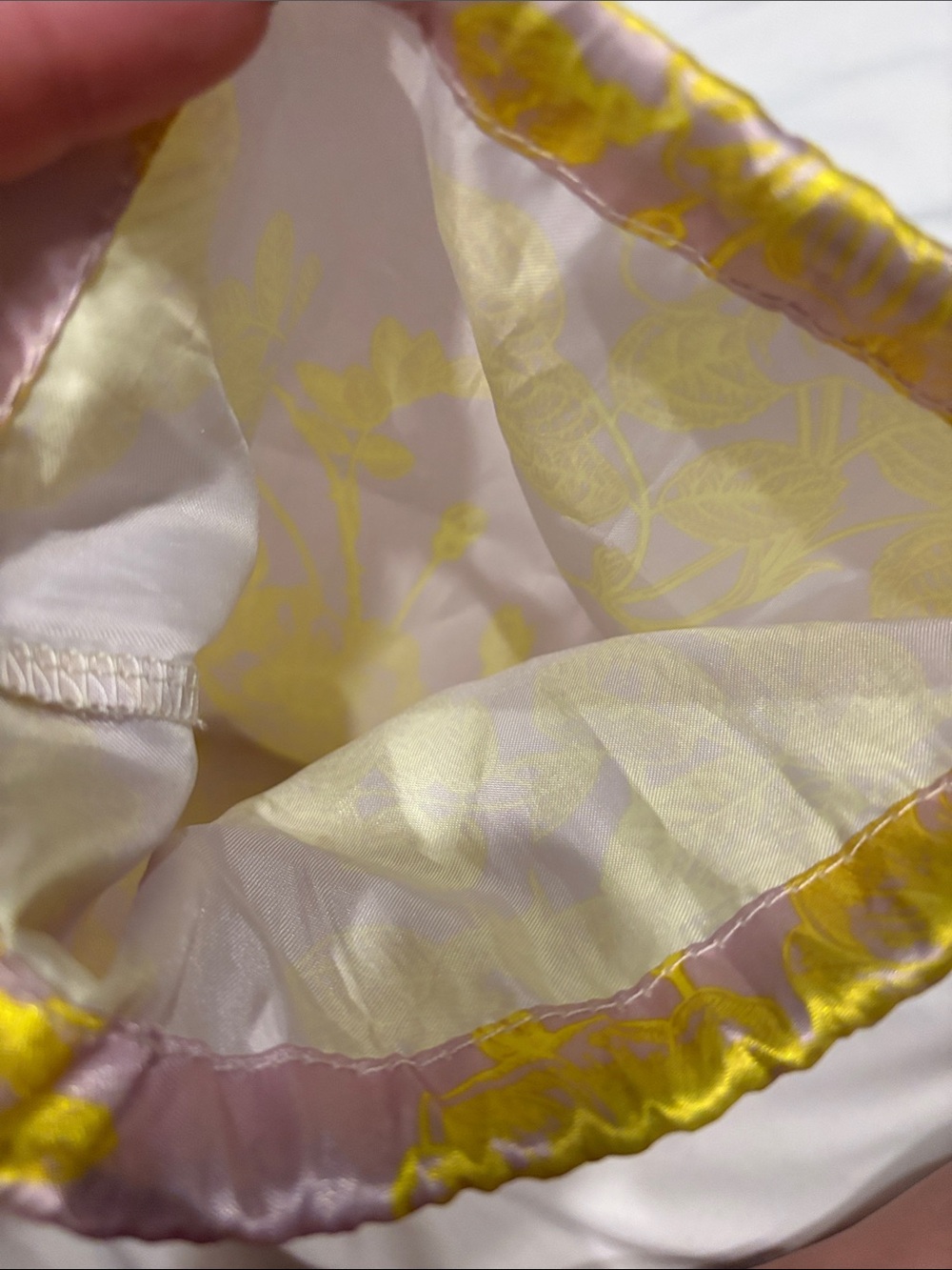 Silky Floral Drawstring Pouch in Pink and Yellow - Picture 2 of 4